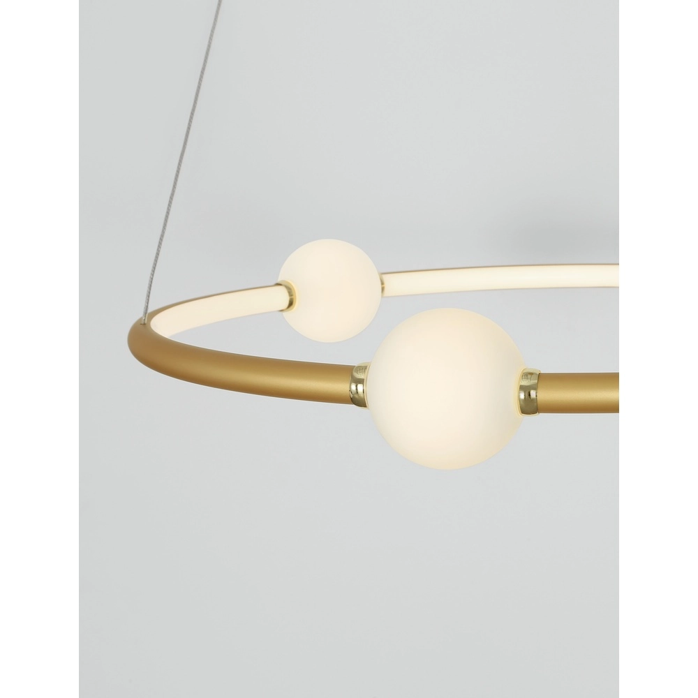 Pendant lamp Celia Gold with white round horizontal Lyora 5212017429322