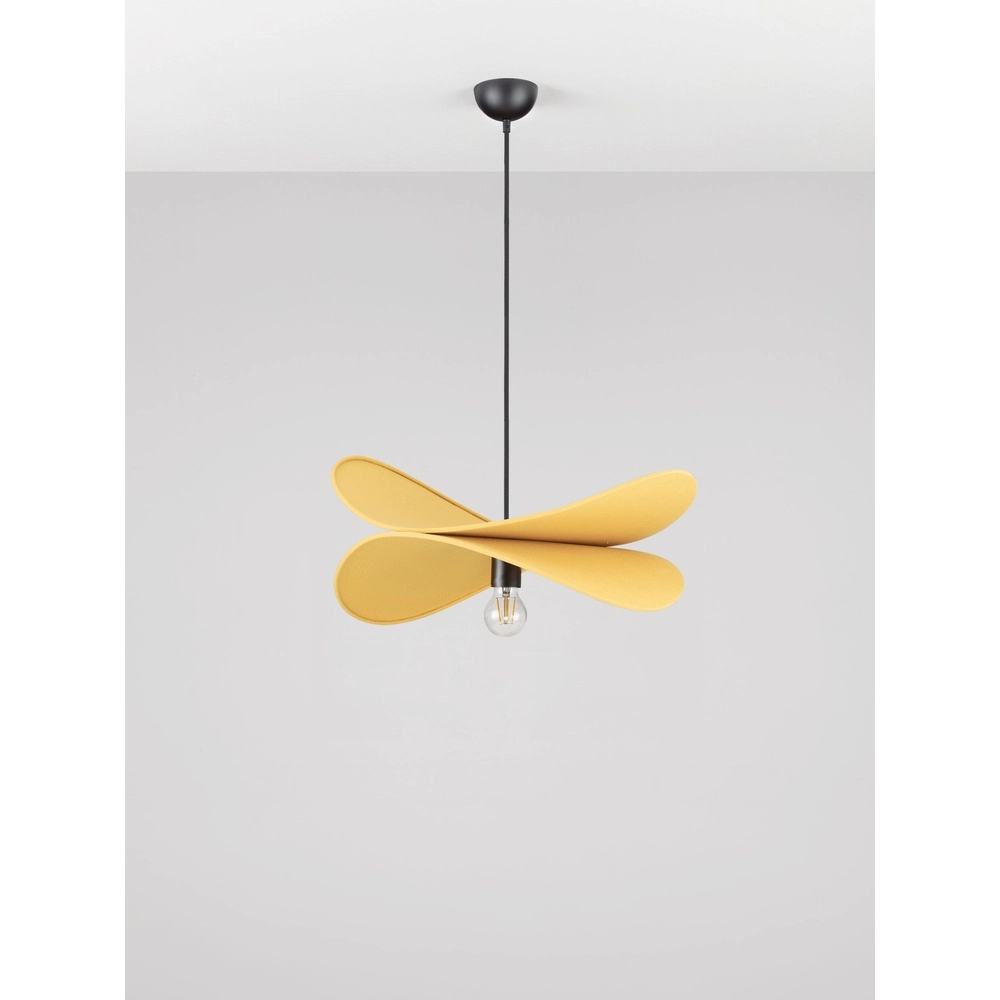 Modern pendant lamp Luve black with yellow Lyora 5212017493705