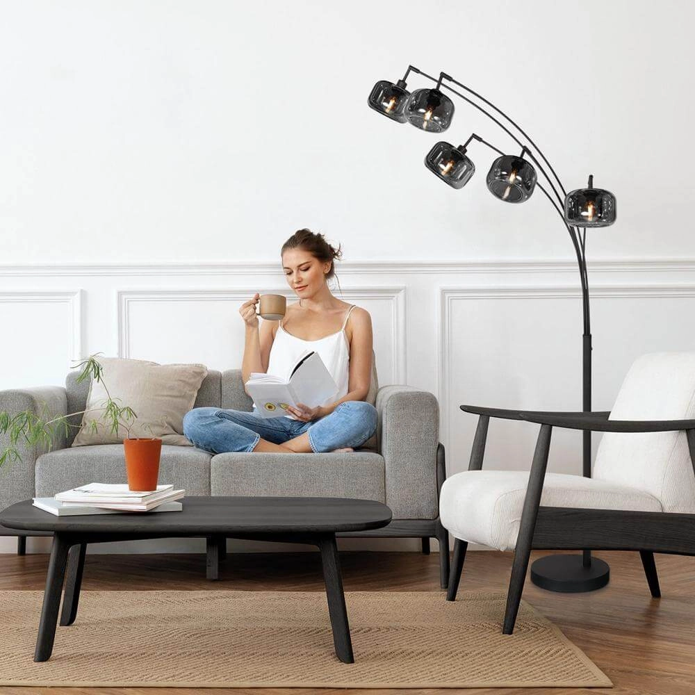 Black floor lamp Tenebris 5-light Steinhauer 8712746178166