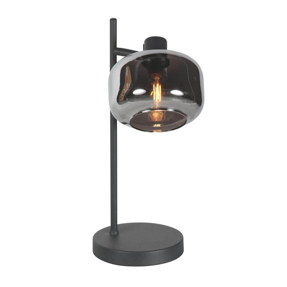 Black table lamp Tenebris with smoke glass Steinhauer 8712746178142