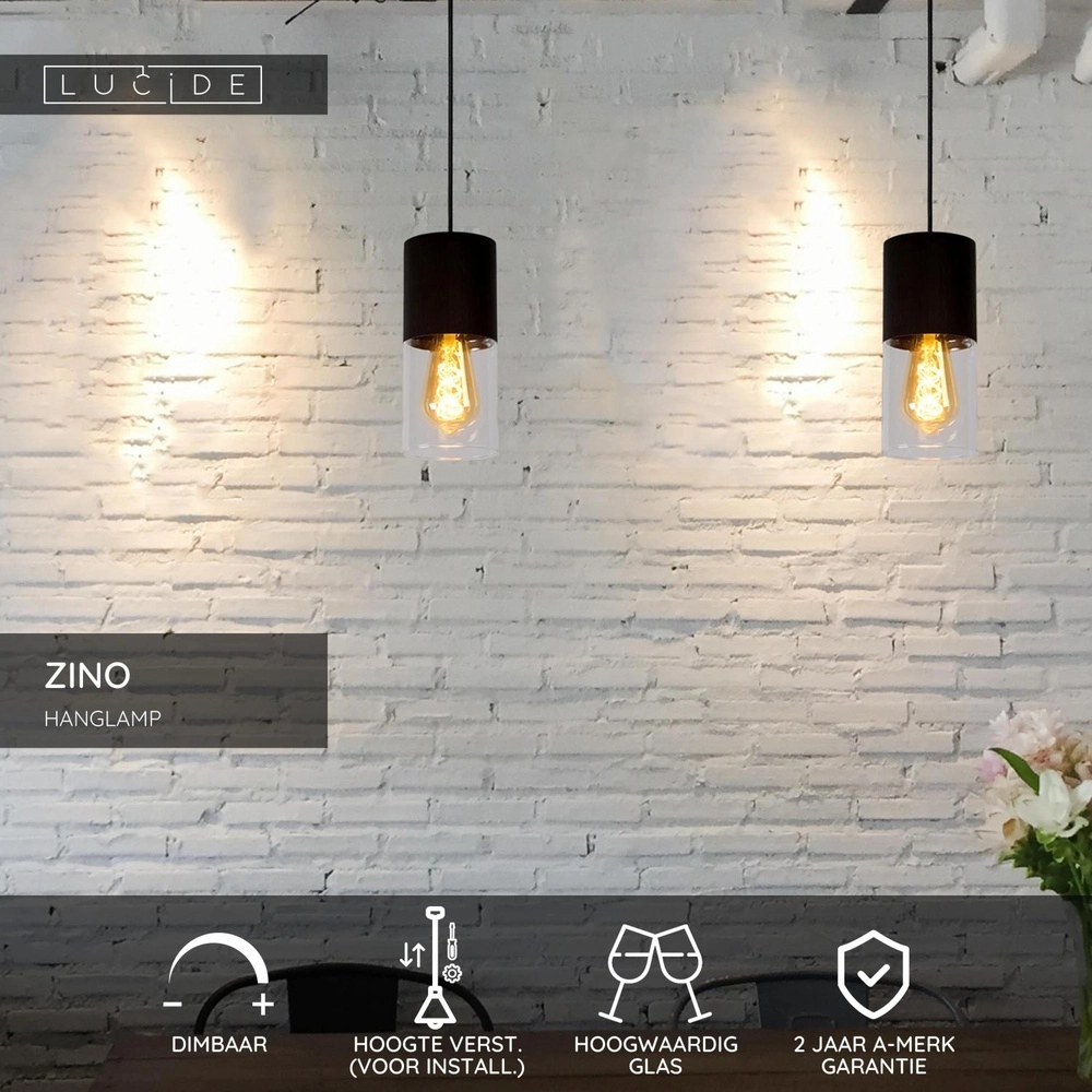Pendant lamp Zino Ø 10cm black Lucide 5411212740885