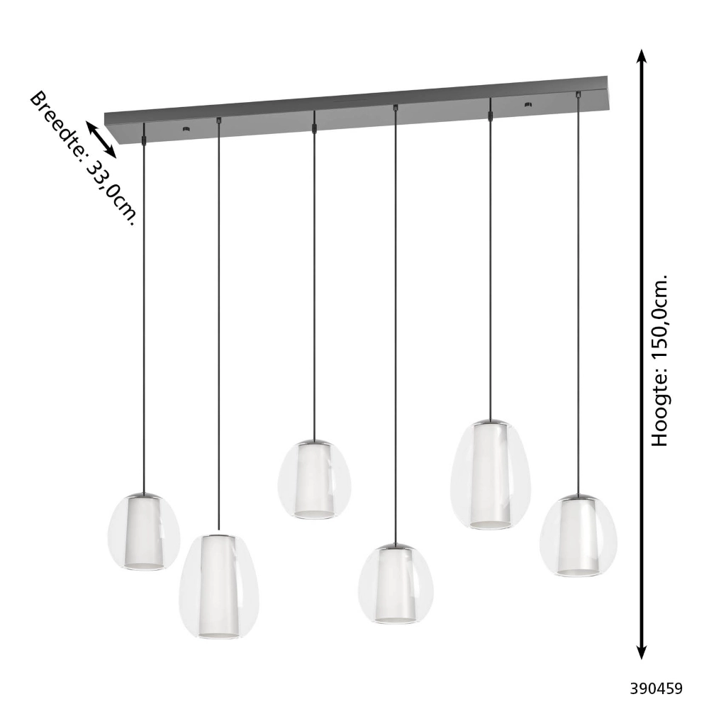 6-light pendant lamp Menorca grey Stars of Light 9008606360000