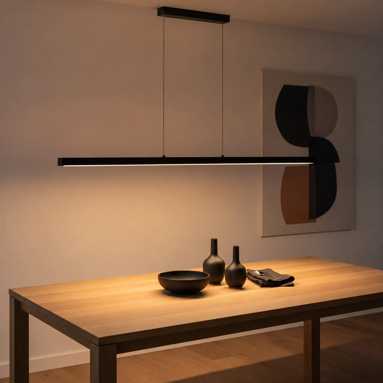 Sleek pendant lamp Kondora 2 S black 118.5cm