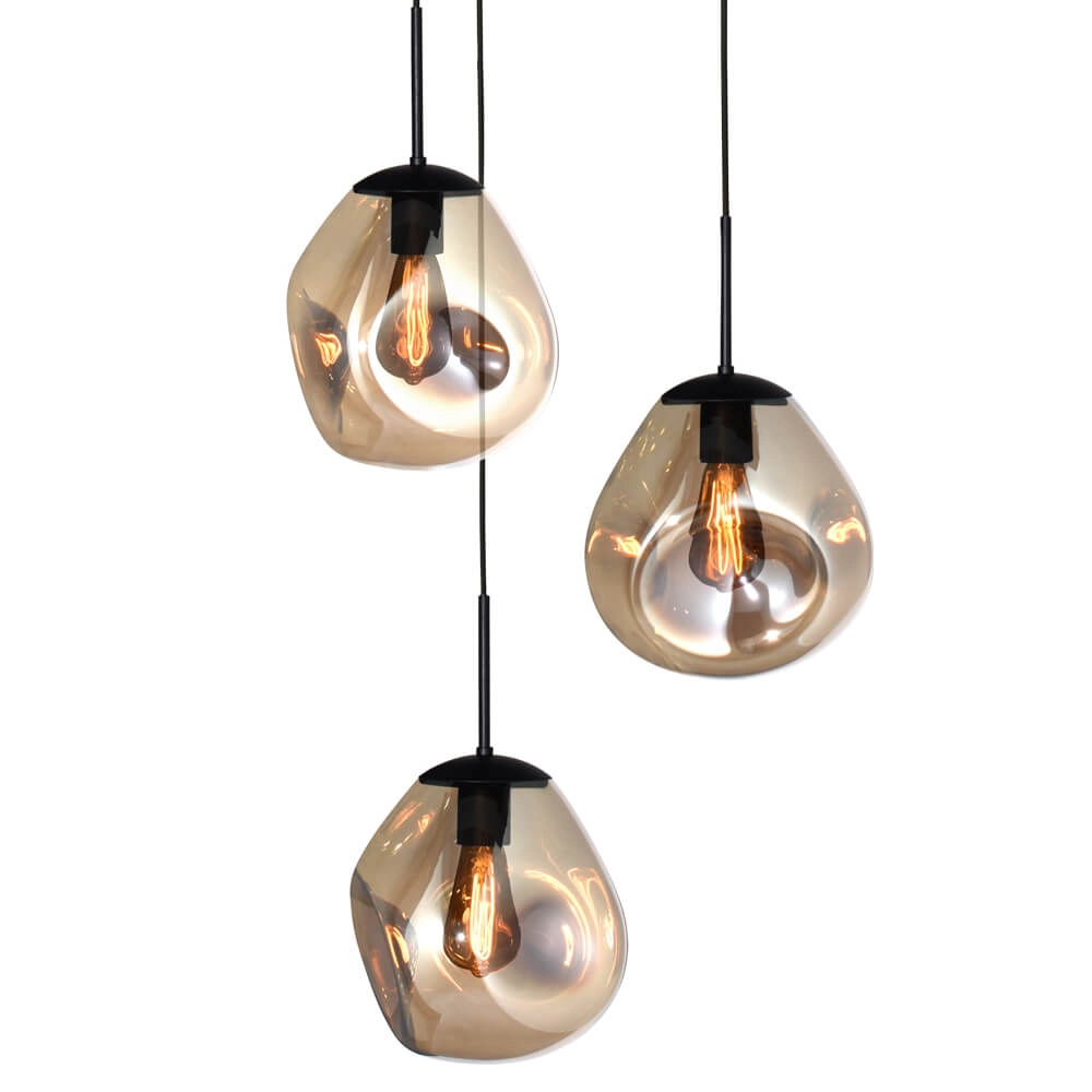 Pendant hanging lamp Lava 3x gold glass Ø 24cm Masterlight 8718121286440