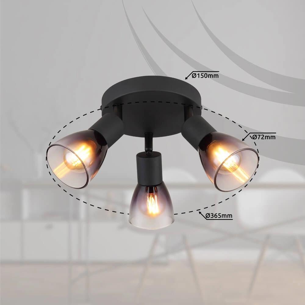 Black ceiling lamp Satella 3-light Globo 9007371452927