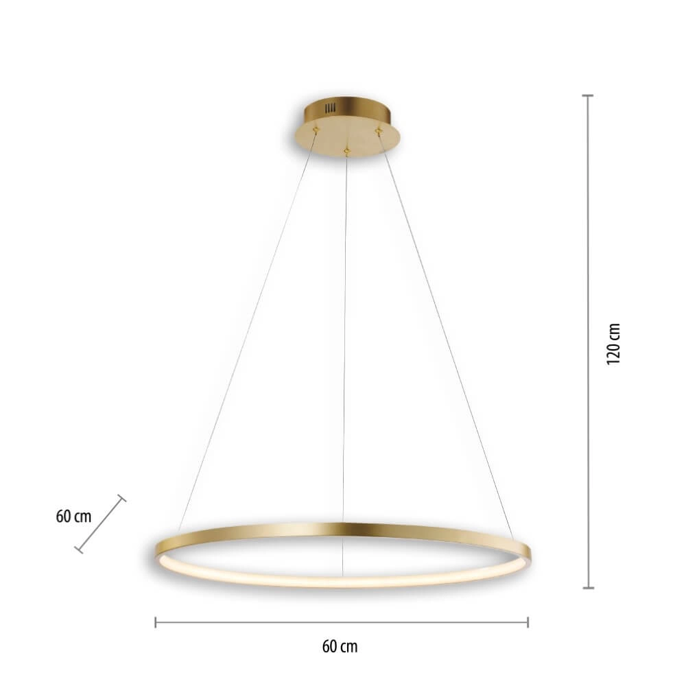 Round pendant lamp Circle gold Ø 60cm Just Light 4043689960414