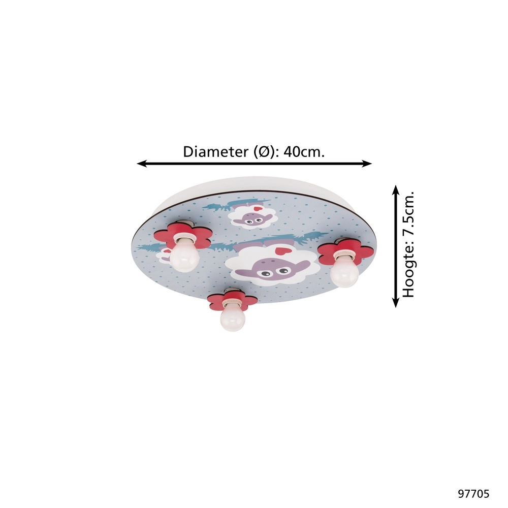 Children's room ceiling lamp Lalelu white with sheep Eglo 9002759977054