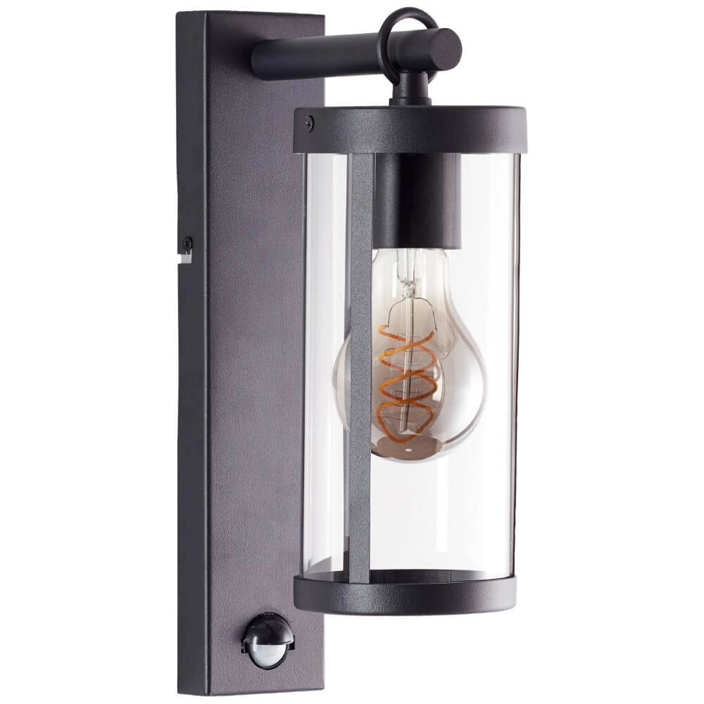 Black wall lamp Sidney with sensor Brilliant 4004353435683