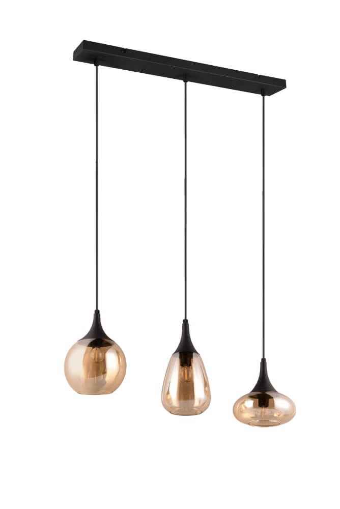 3-light pendant lamp Lumina with amber glass Trio 4017807597080