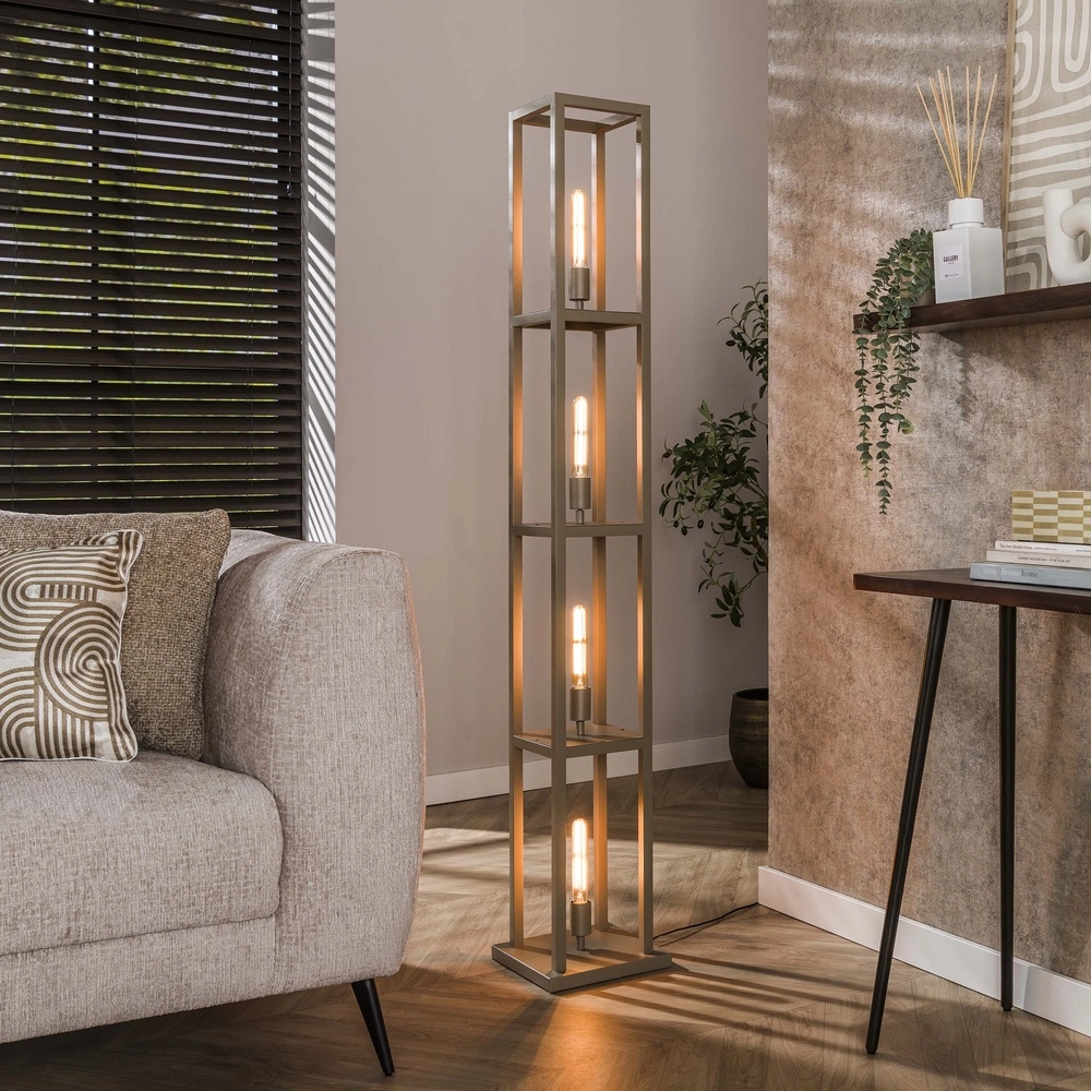Sand brown floor lamp Quadra Japandi - 4x E27