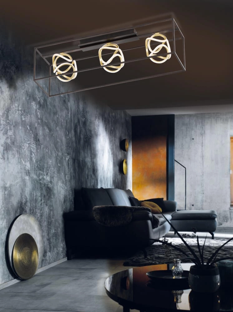 Designer ceiling lamp Gesa black with gold Fischer & Honsel 4001133205566