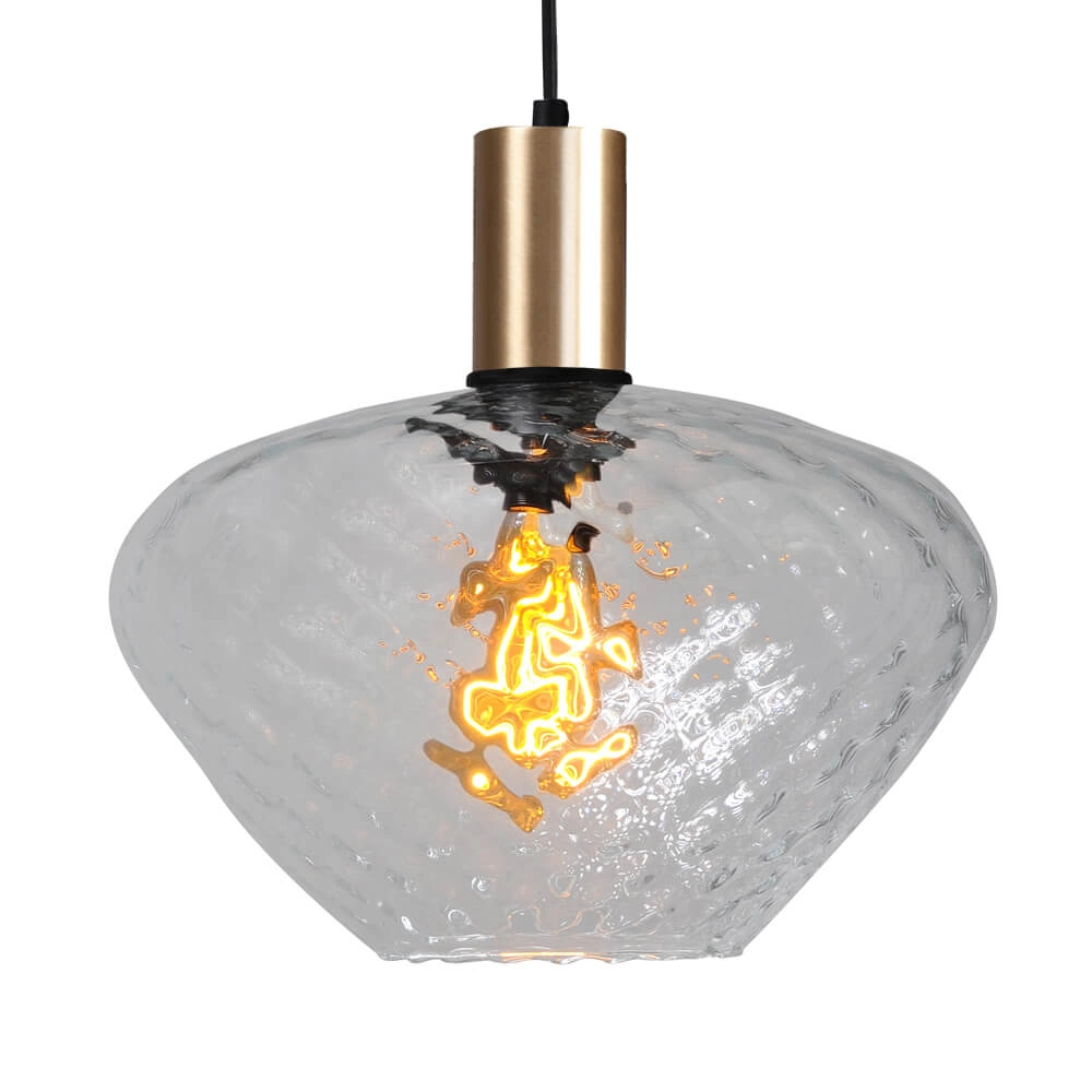 Hanging lamp gold Porto with Blossom clear glass - Ø 30cm