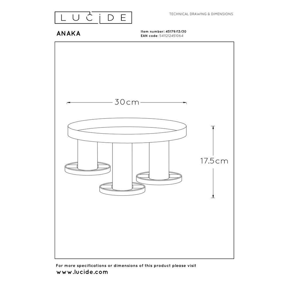 Design ceiling lamp Anaka 3-light Ø 30cm Lucide 5411212451064