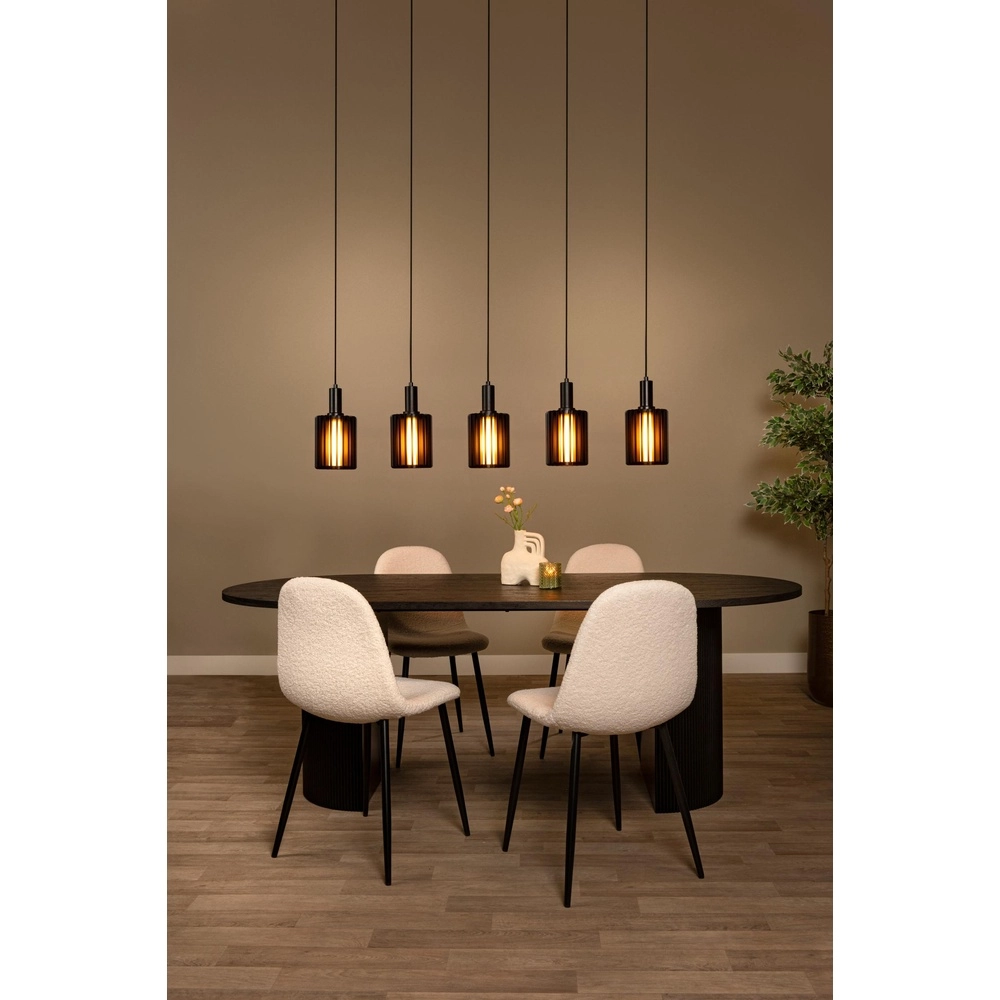 5-light pendant lamp Lambres straight black Lucide 5411212452962