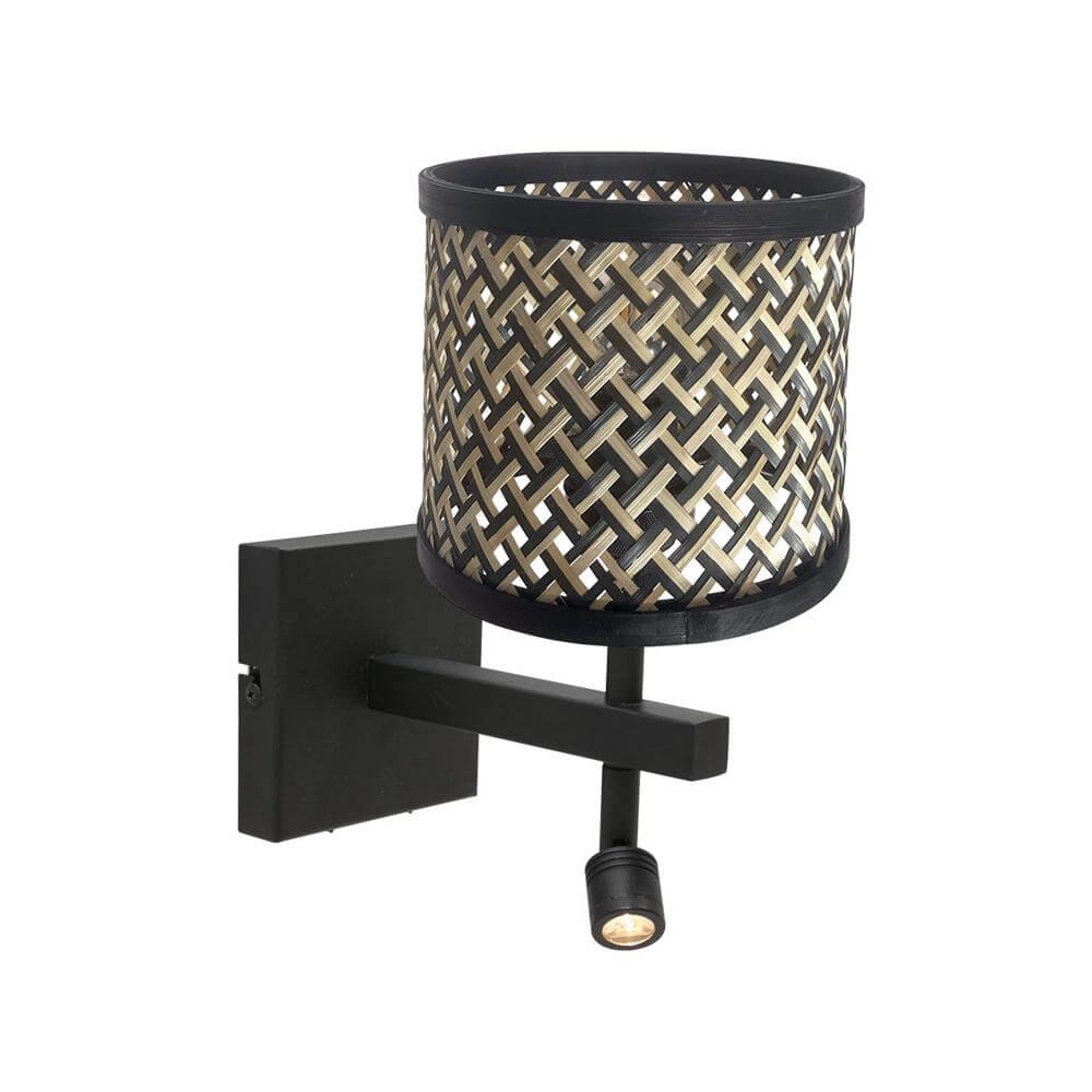 Wall lamp Stang black with bamboo