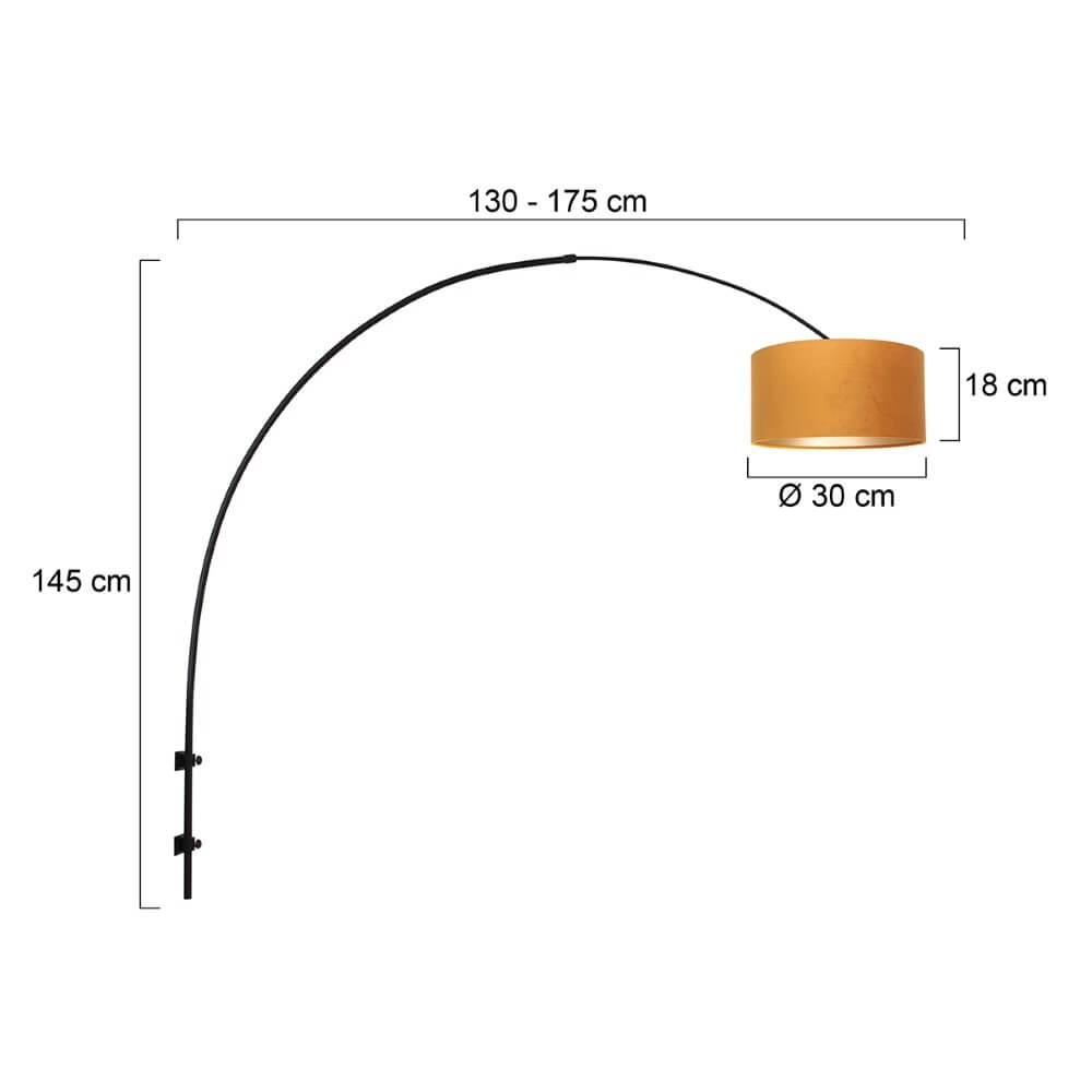 Wall arc lamp Sparkled black with gold Steinhauer 8712746146110