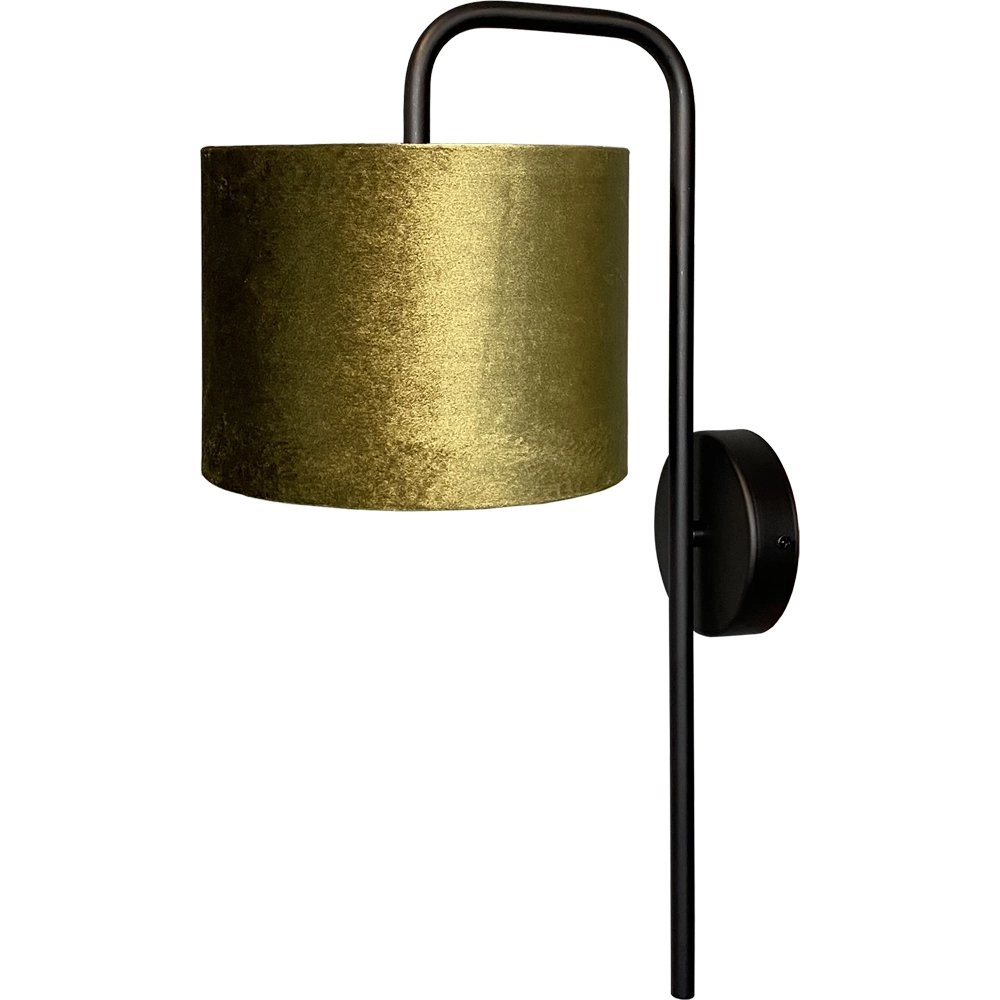 Black wall lamp Venus with olive green lampshade