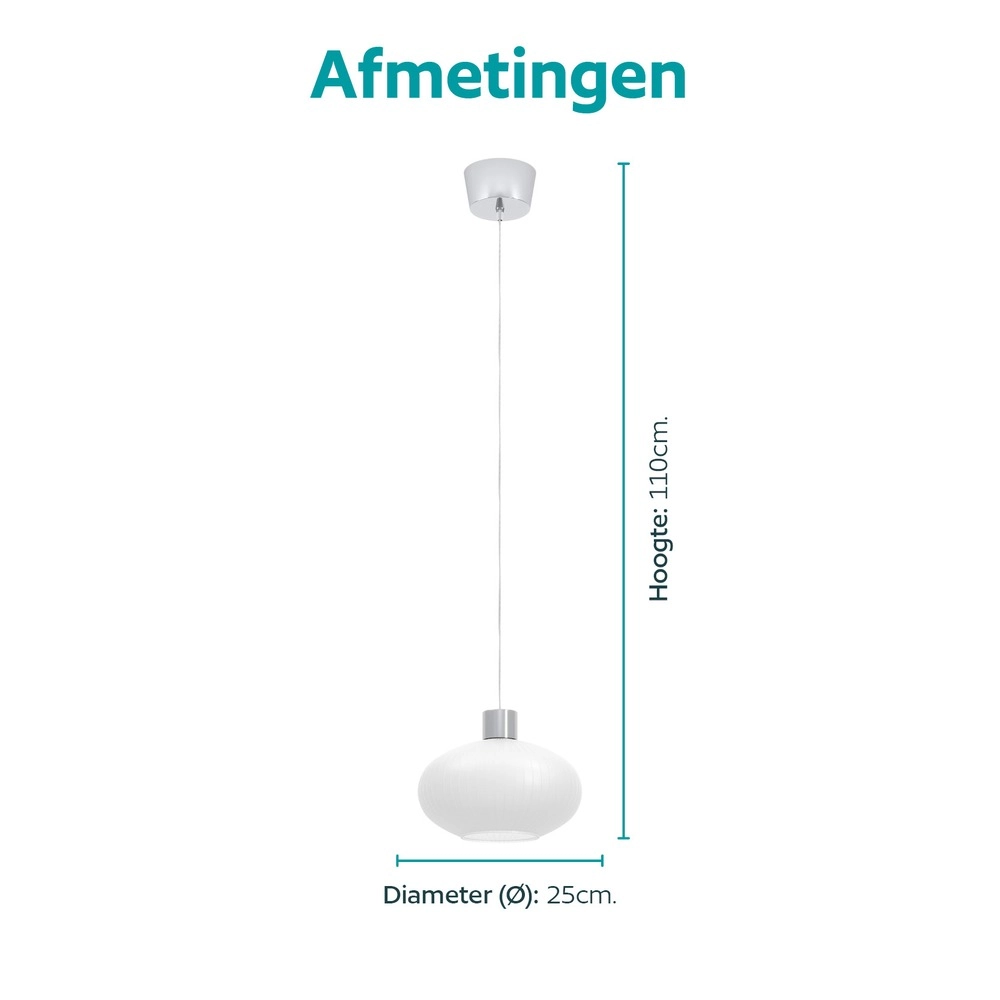 Design pendant lamp Dasmina chrome with white Ø 25cm