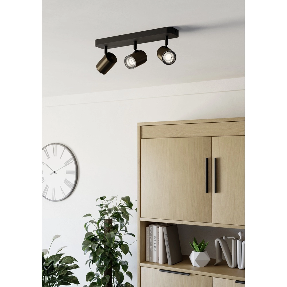 Bathroom spotlights Consuma 1 3x GU10 - black with bronze Eglo 9008606365098