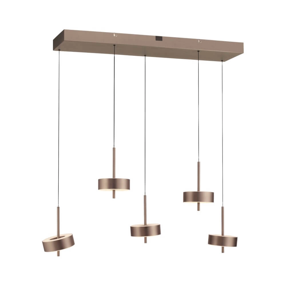 5-light pendant lamp Q-Rotate Brown Modern