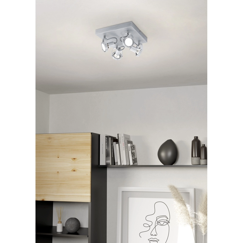 Square ceiling lamp Novorio brushed metal Eglo 9002759946456