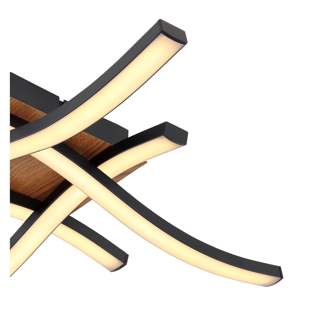 Ceiling lamp Evita black with wood Globo 9007371419173