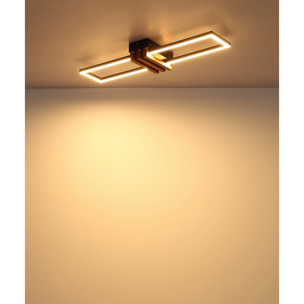 Modern ceiling lamp Dakari I black with wood 60cm Globo 9007371522781