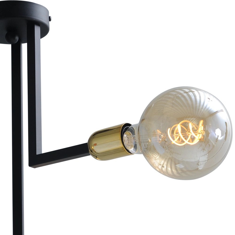 Black ceiling lamp Tube 3-lights with gold fittings Masterlight 8718121188690