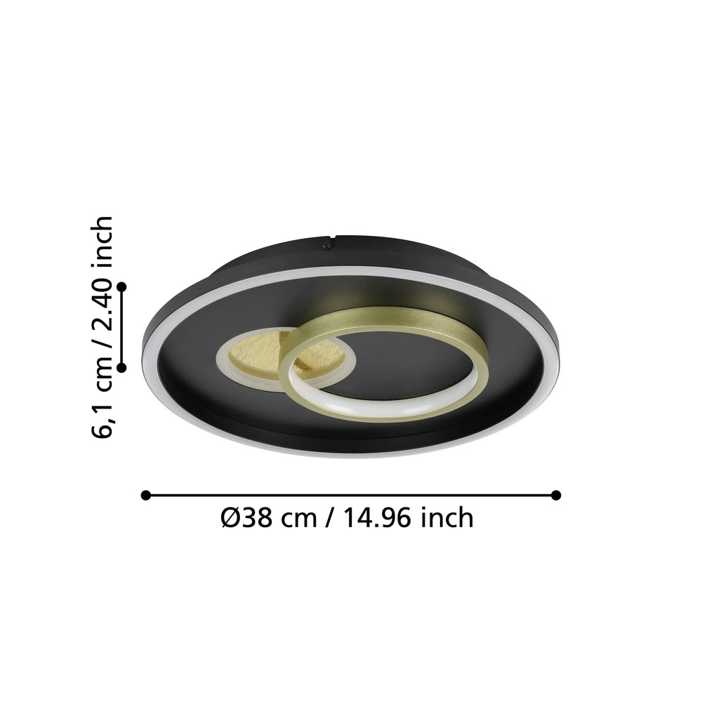 Design ceiling lamp Tiriolo LED - black with gold - Ø 38cm Eglo 9008606316359