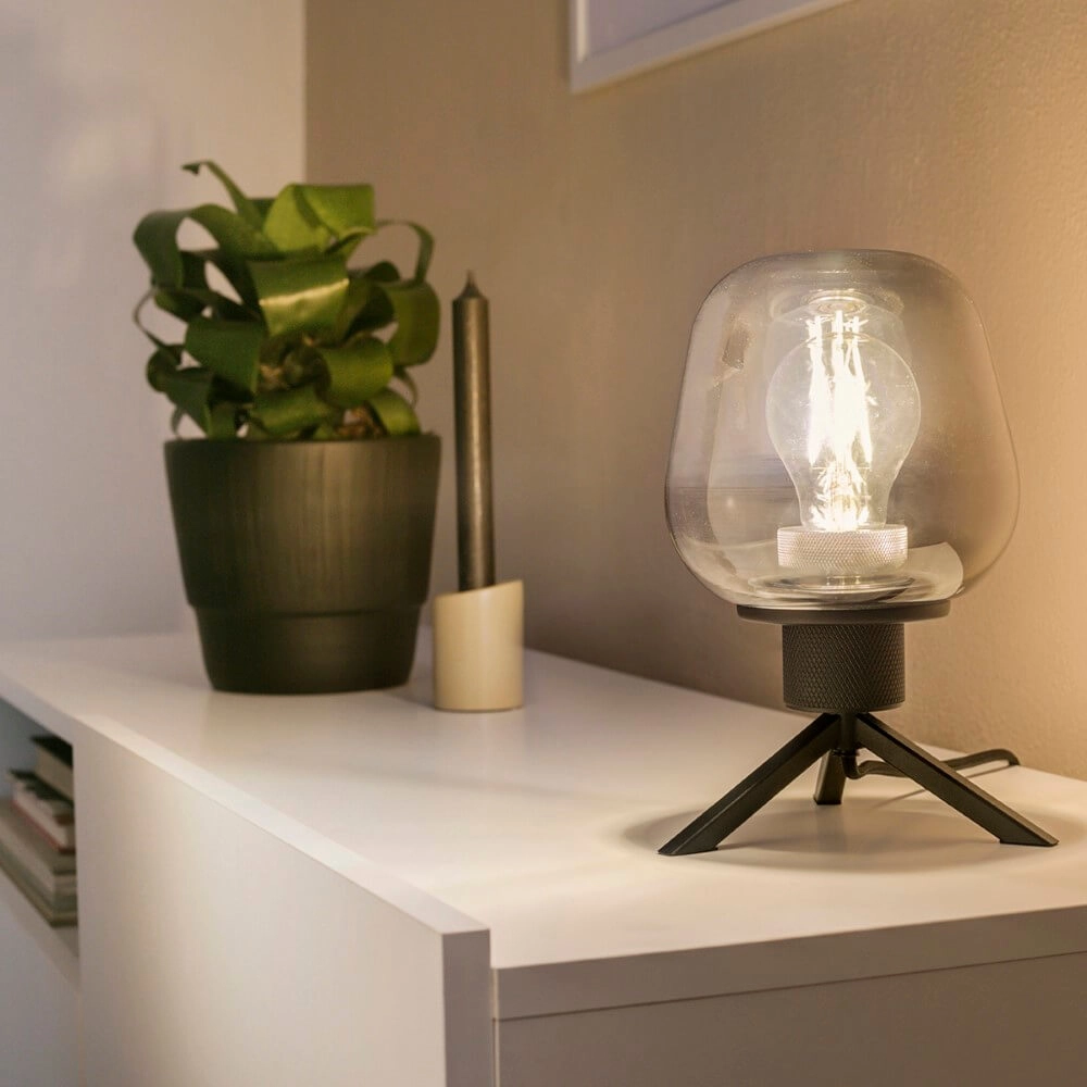 Glass table lamp Reflexion 14cm black with smoke glass Steinhauer 8712746132625