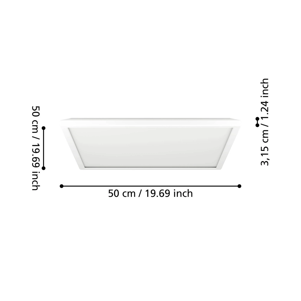 Bathroom lamp with remote Rovito-R Square - White - 50x50cm Eglo 9008606330058