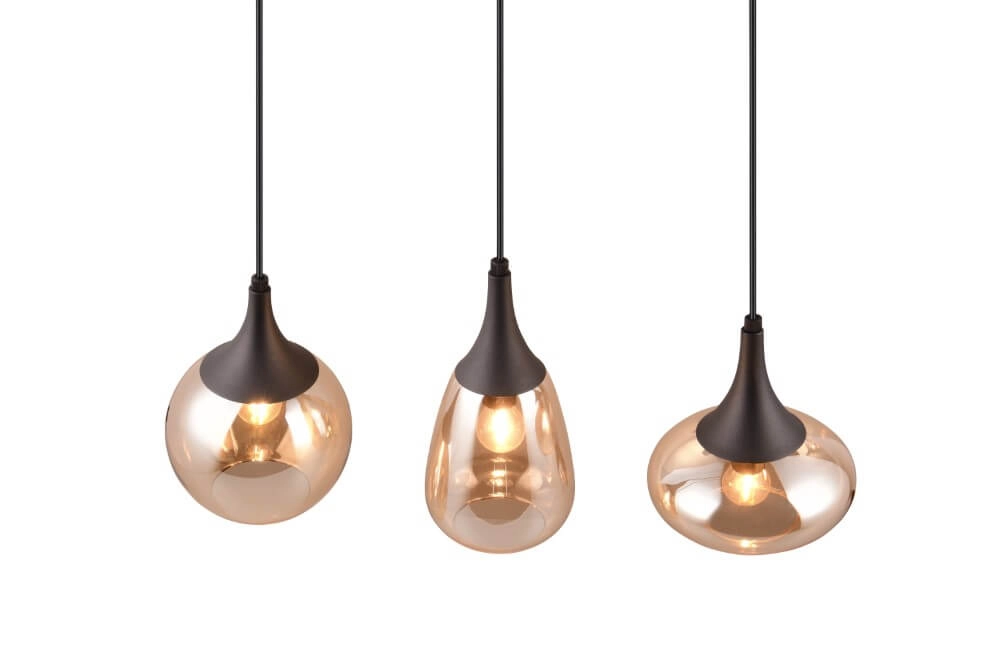 3-light pendant lamp Lumina with amber glass Trio 4017807597080