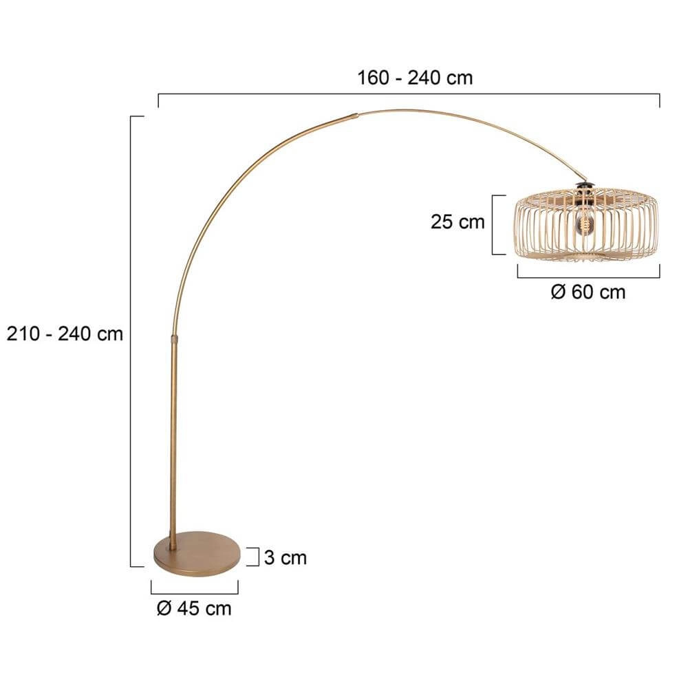 Arc lamp Sparkled Light bronze with bamboo shade bar Ø 45cm Steinhauer 8712746179910