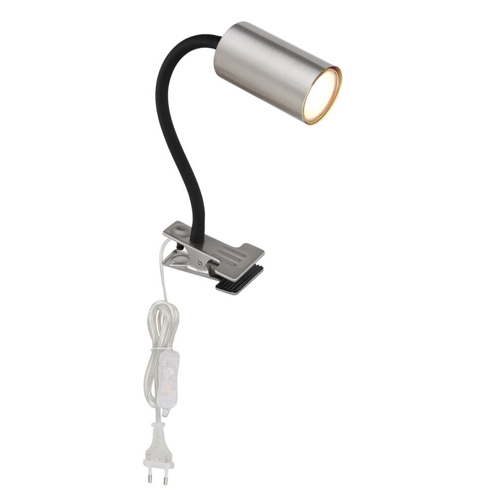 Black clamp lamp Robby with nickel