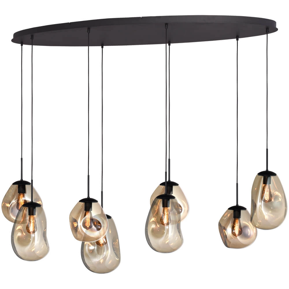 Hanging lamp Lava Oval 8x gold glass