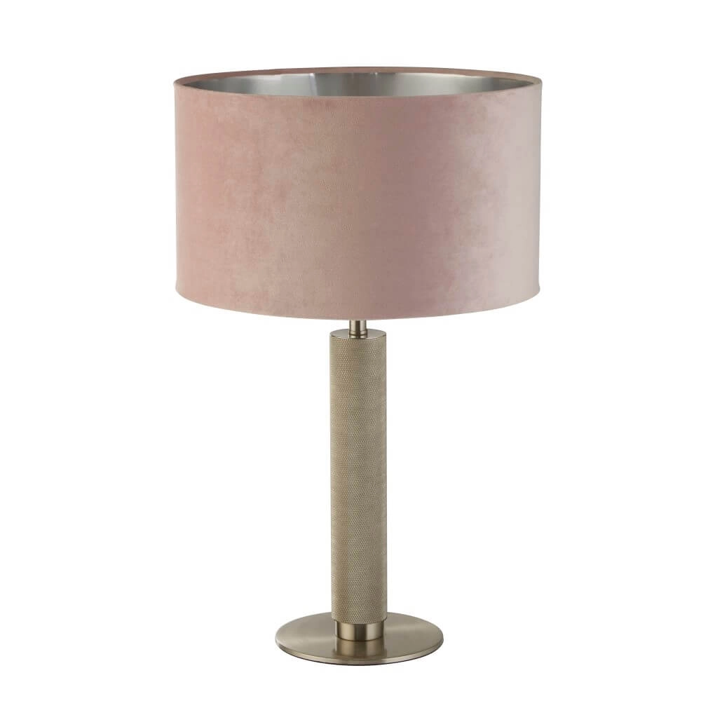 Golden table lamp London with pink hood