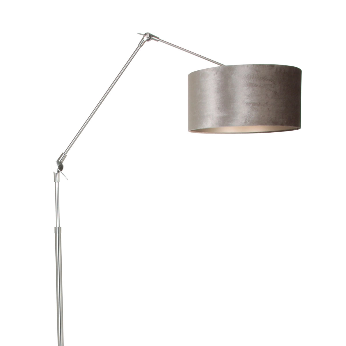 Floor Reading Lamp Prestige Chic Stainless steel with 40cm taupe velvet shade Steinhauer 8712746145748