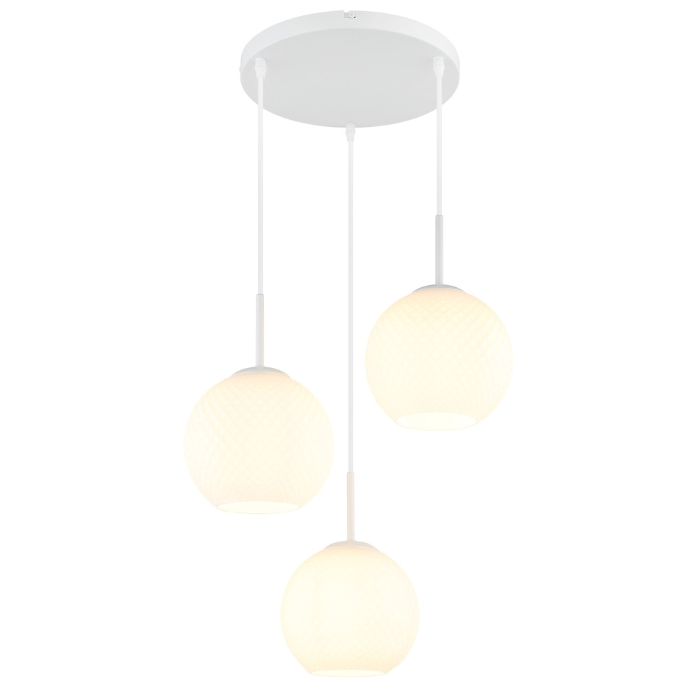 White pendant lamp Andre 3-light design
