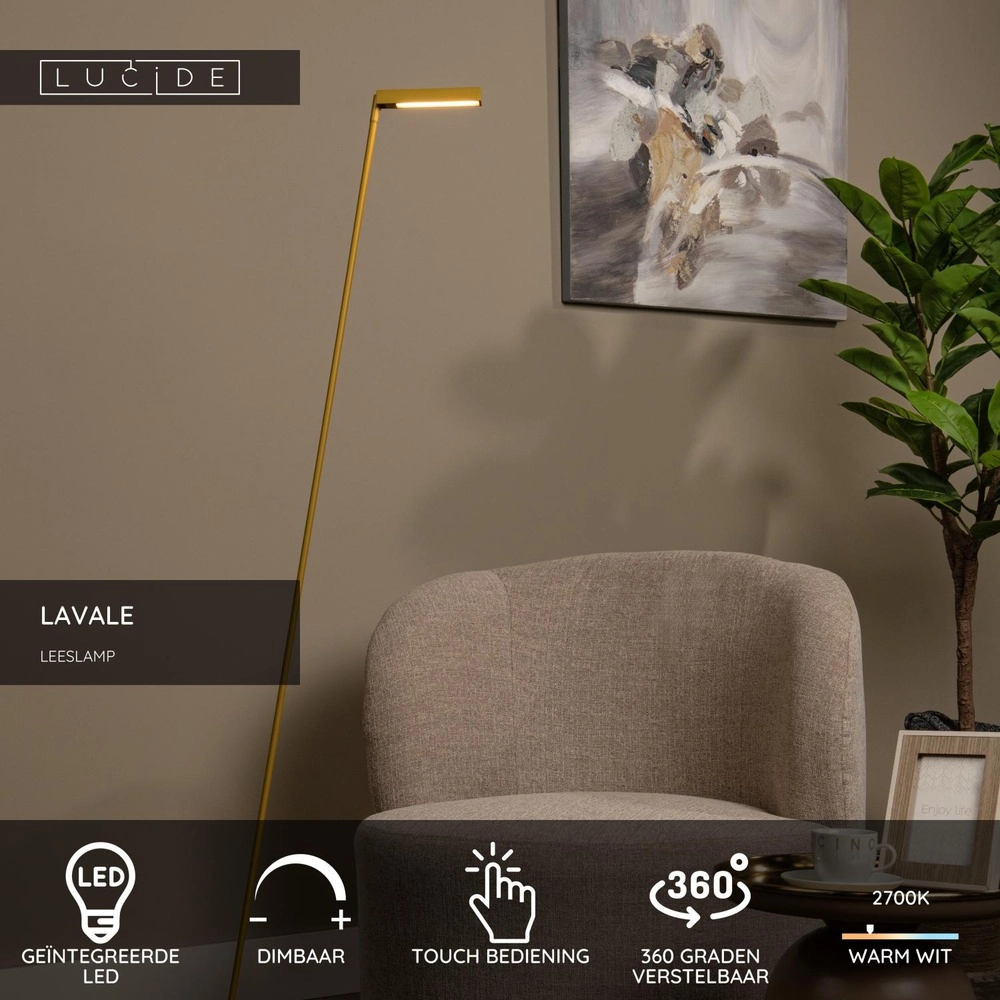 Design reading lamp Lavale Ochre yellow Lucide 5411212441683