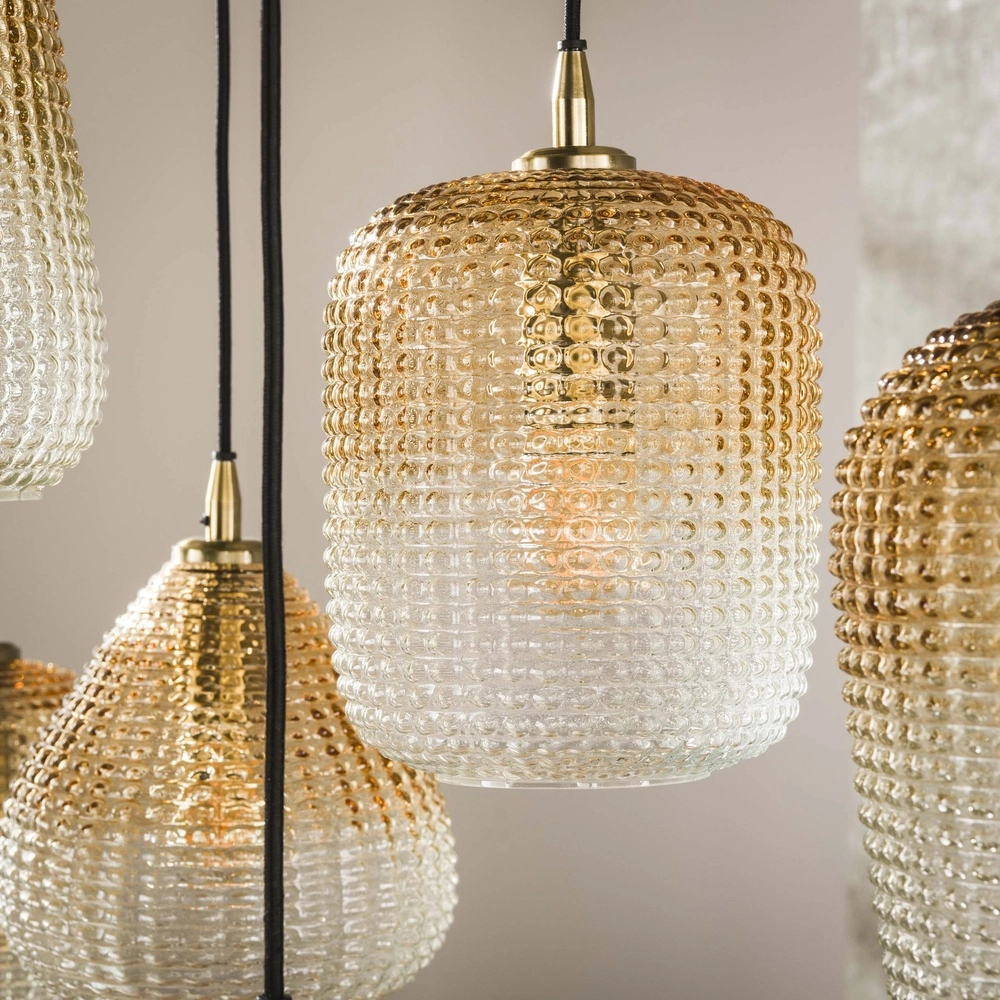 XXL pendant lamp Dot 9 amber fading glasses Lyora 8716803511194