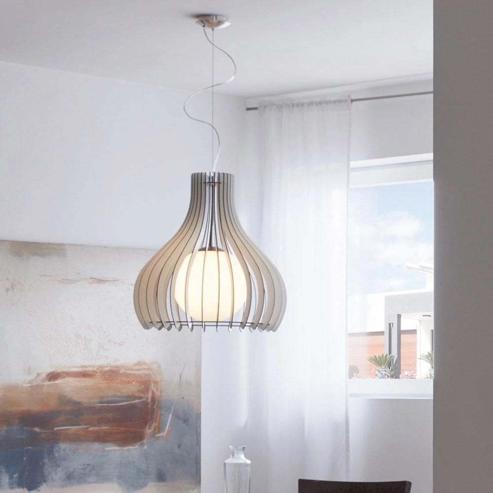 Pendant lamp Tindori 50cm white wood Eglo 9002759962111