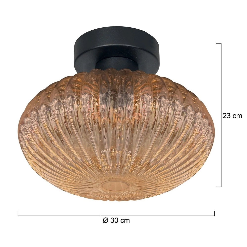 Ceiling lamp Bloeba black with amber glass Steinhauer 8712746179170