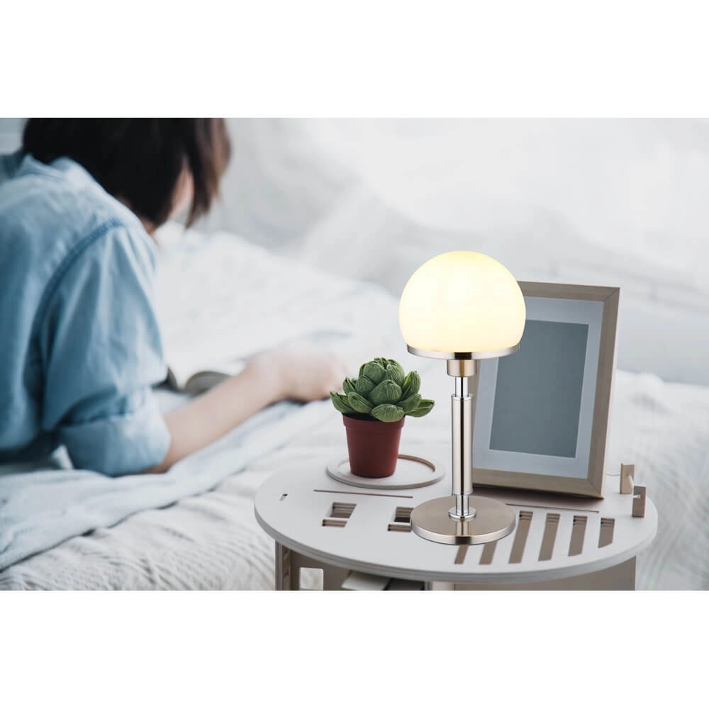 Table lamp Haku chrome with white glass Globo 9007371447312