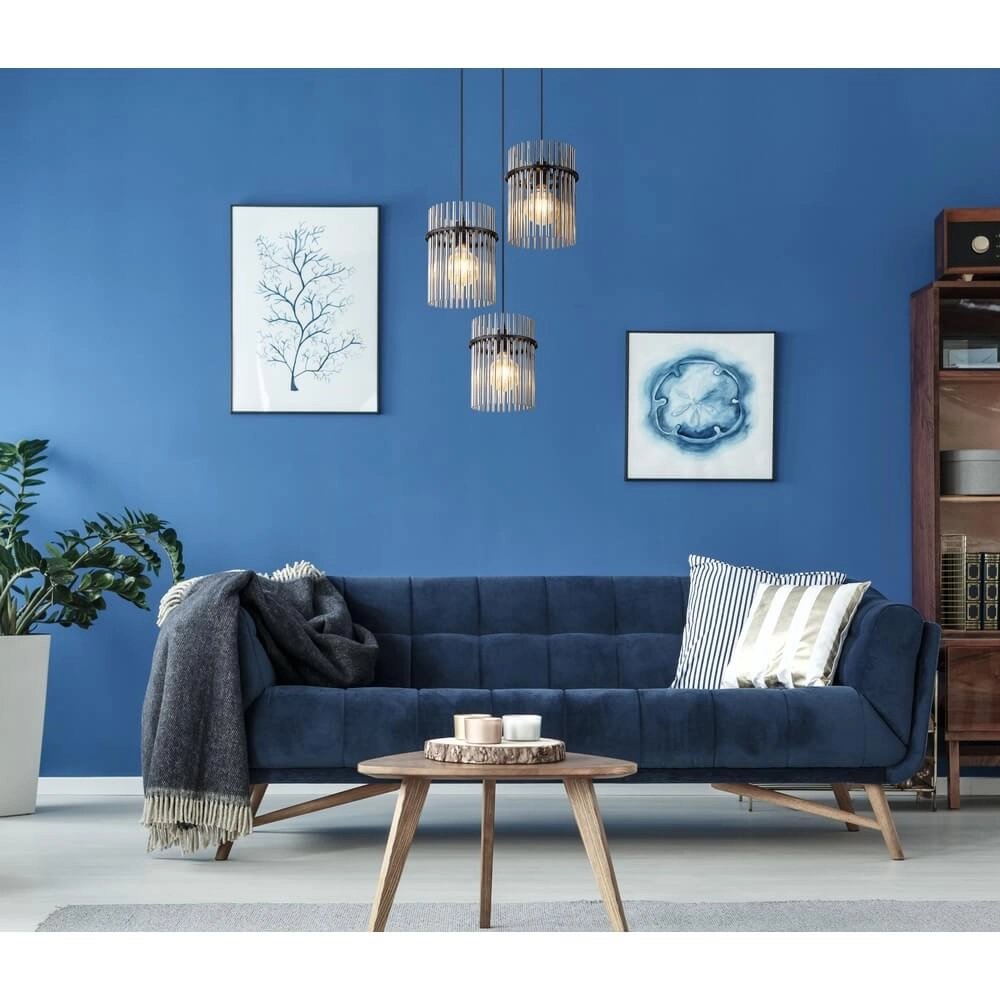 Black pendant lamp Gorley with smoke glass round Ø 47cm Globo 9007371448791