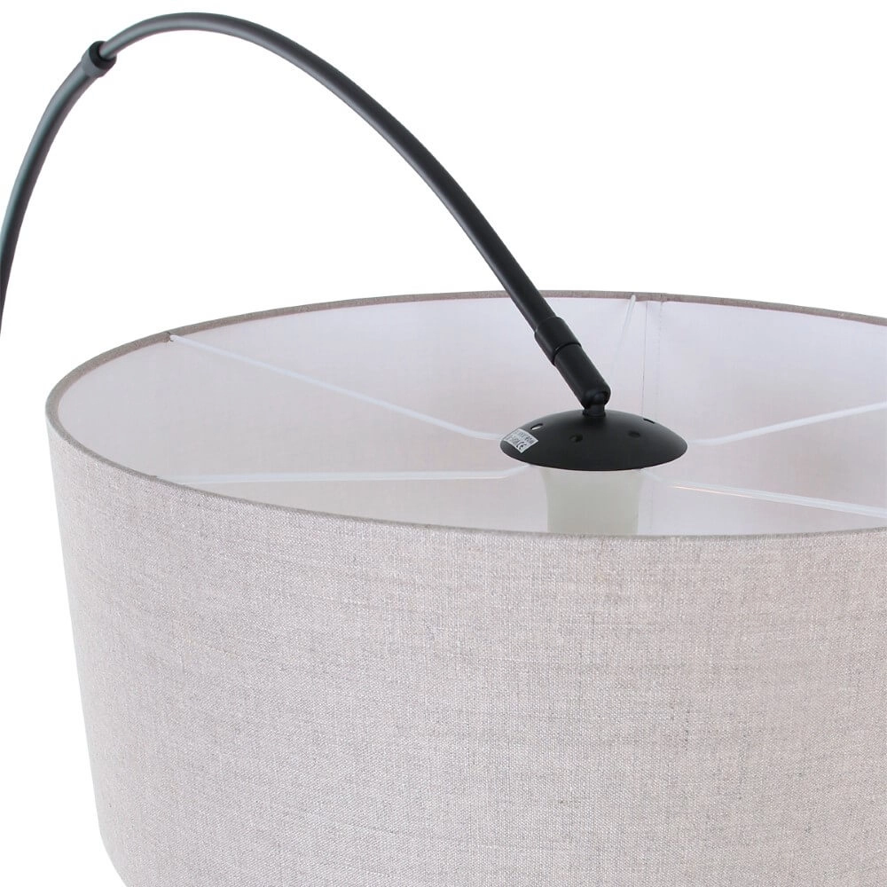 Arc lamp Gramineus 50 black with linen lampshade Steinhauer 8712746118285