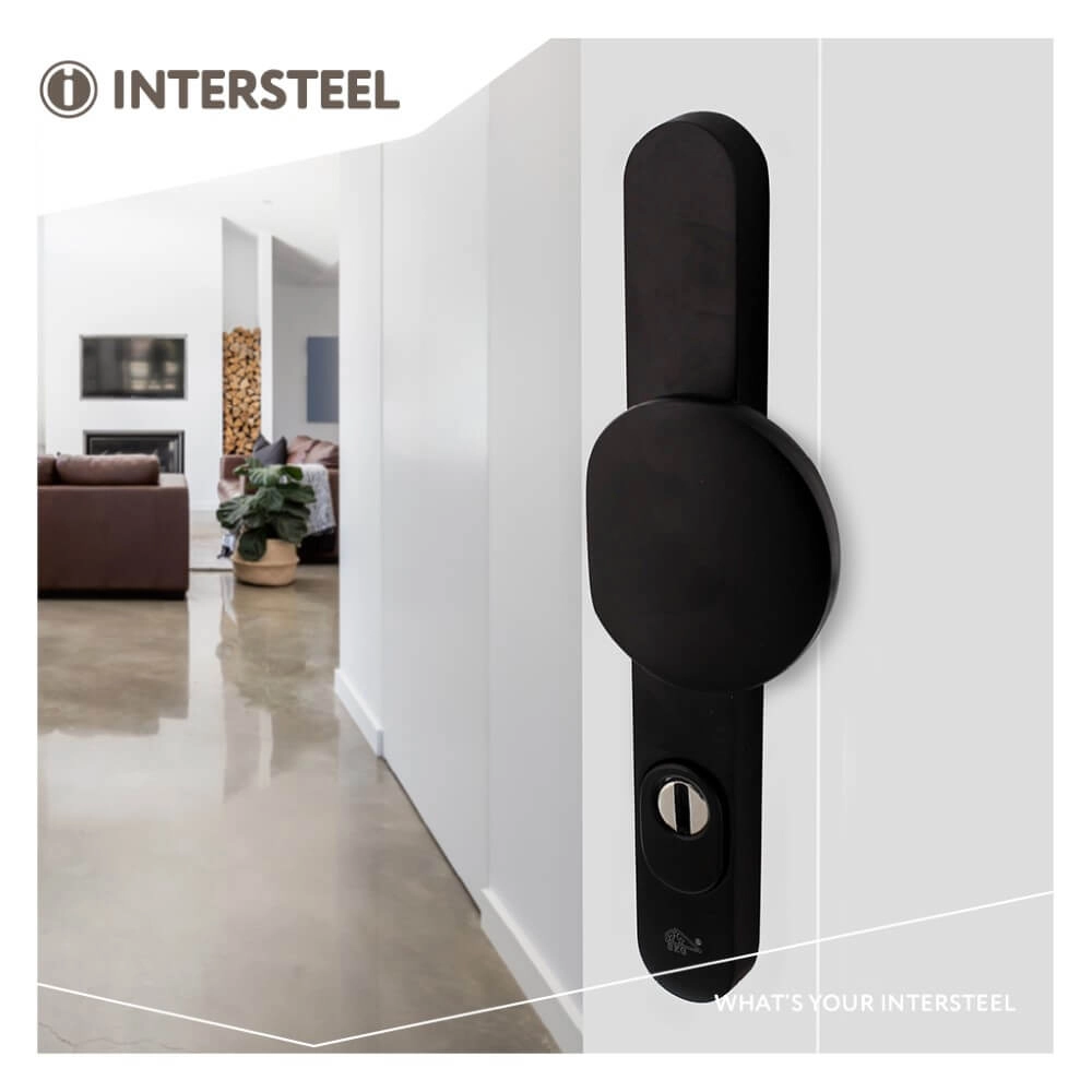 Narrow front door fittings Vurano PC 92mm black Intersteel 8714186534670