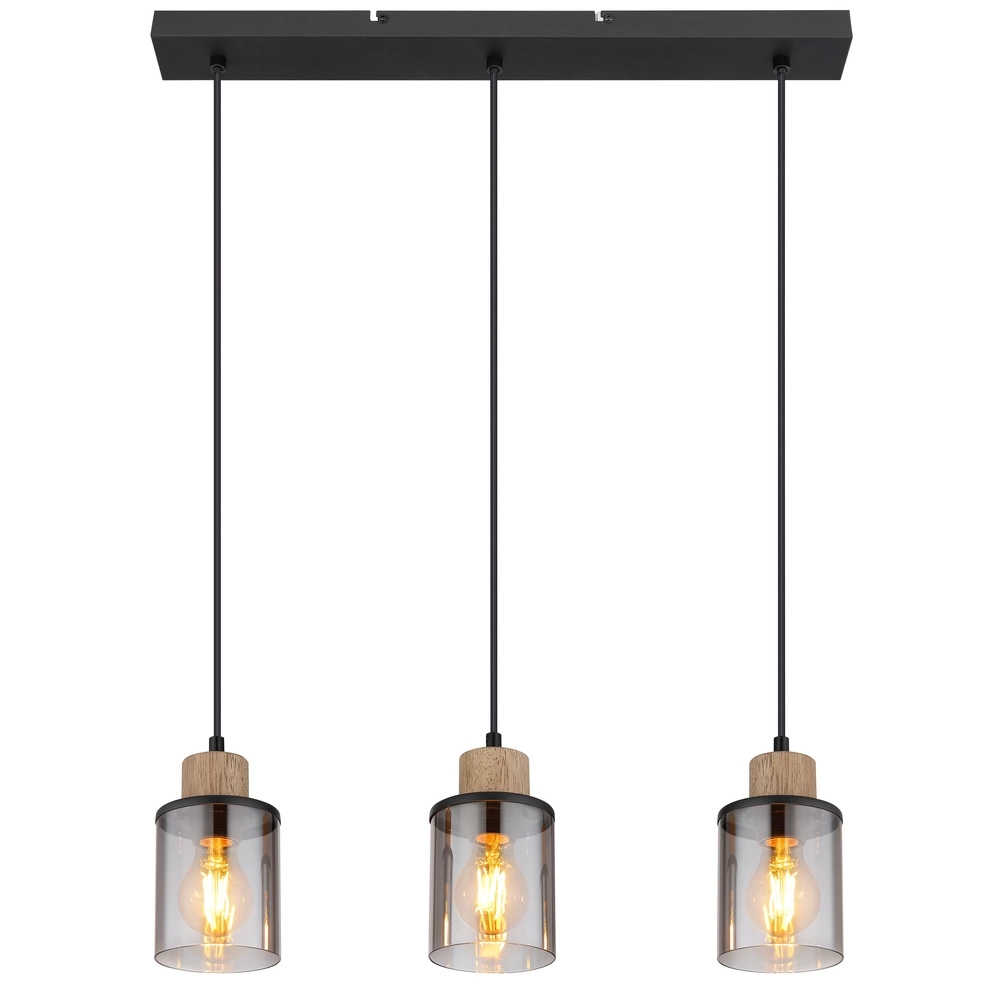 3-light pendant lamp Reid straight black Globo 9007371444731