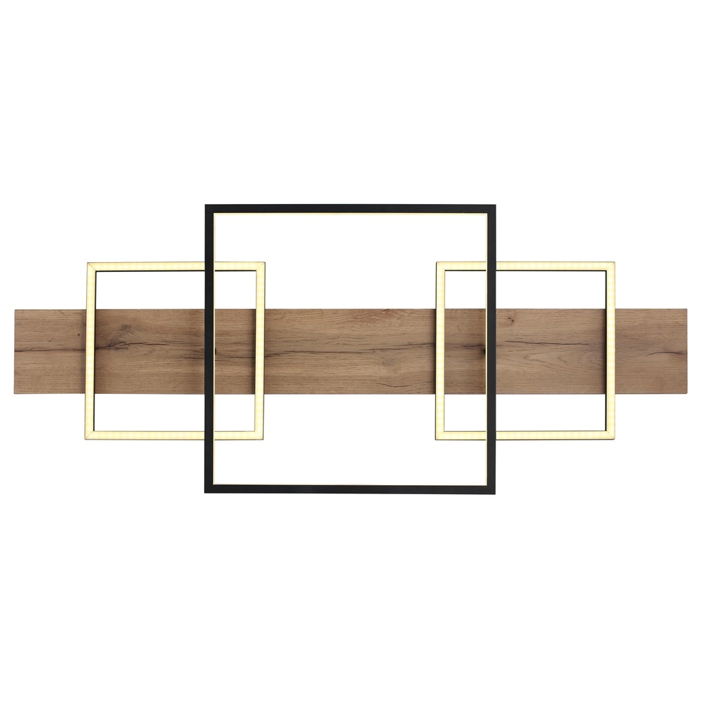 Design ceiling lamp Vanni black with wood look 95cm Globo 9007371454082