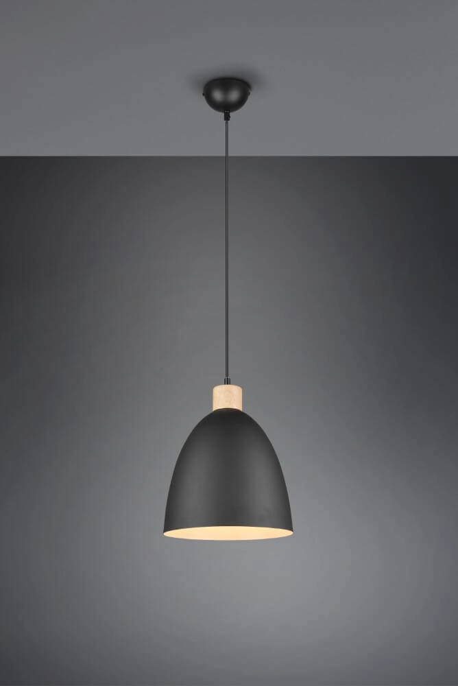 Hanging lamp Jagger black with wood brown Trio 4017807503197