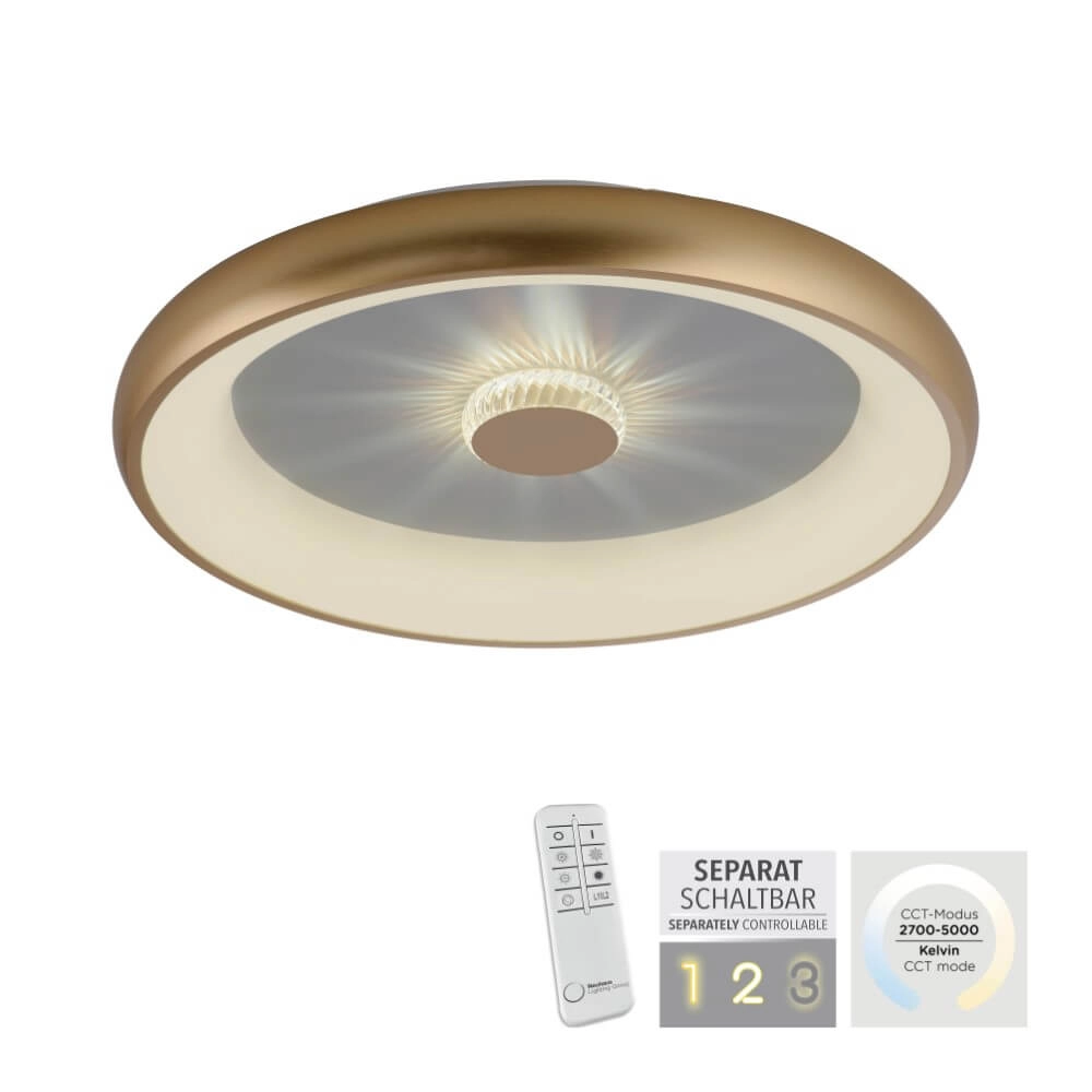 Round ceiling lamp Vertigo brass Ø 61.5cm Just Light 4043689995096